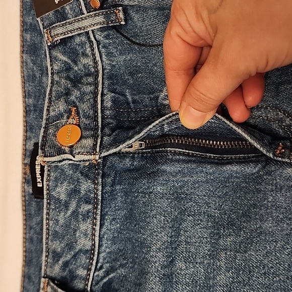 Express Vintage 90s Style Ankle Boot Mid Rise Ripped Knee Jeans 12S NWT - Picture 16 of 16